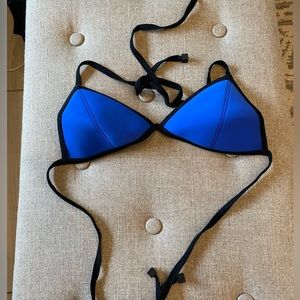 triangl swimwear Blue and Black Neoprene Triangle Bikini Top